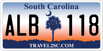 SC license plate ALB118
