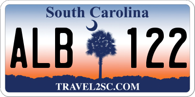 SC license plate ALB122