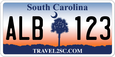 SC license plate ALB123