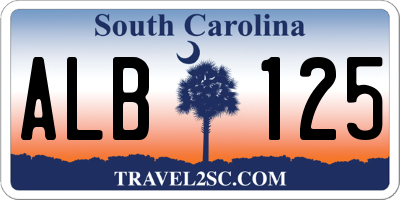 SC license plate ALB125