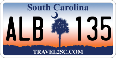 SC license plate ALB135