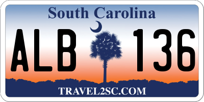 SC license plate ALB136