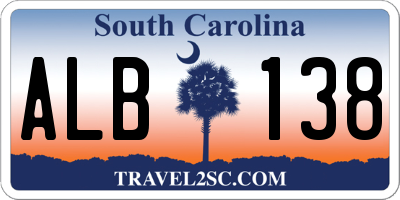 SC license plate ALB138