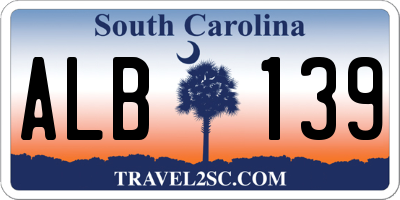 SC license plate ALB139