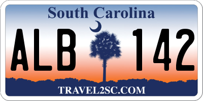 SC license plate ALB142