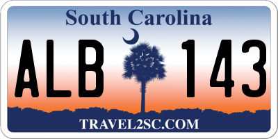 SC license plate ALB143