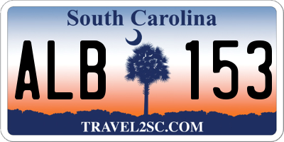SC license plate ALB153