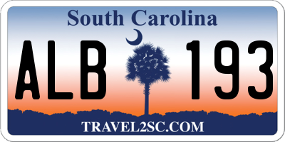 SC license plate ALB193