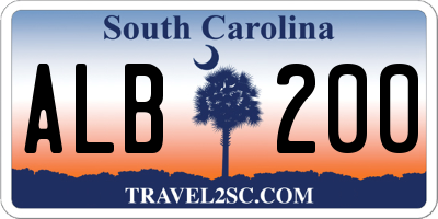 SC license plate ALB200