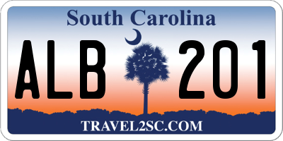 SC license plate ALB201