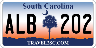SC license plate ALB202