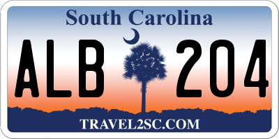SC license plate ALB204