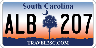 SC license plate ALB207