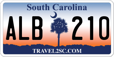 SC license plate ALB210