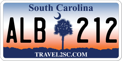 SC license plate ALB212