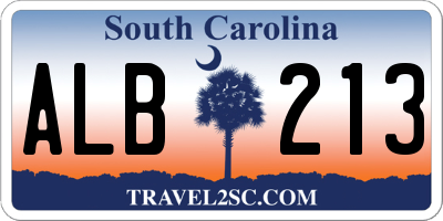 SC license plate ALB213