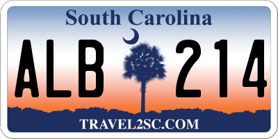 SC license plate ALB214