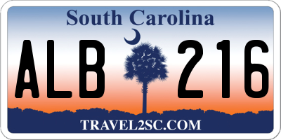 SC license plate ALB216