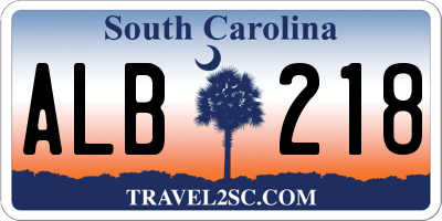 SC license plate ALB218