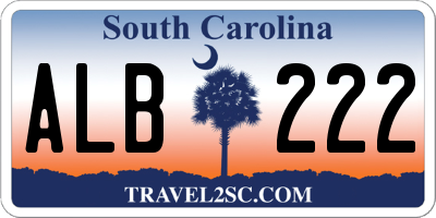 SC license plate ALB222