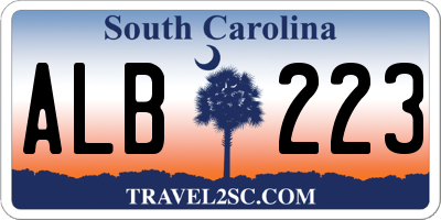 SC license plate ALB223