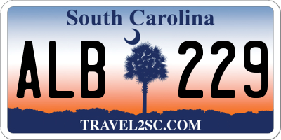 SC license plate ALB229