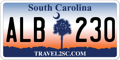 SC license plate ALB230