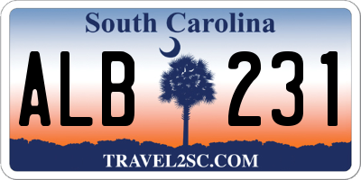 SC license plate ALB231