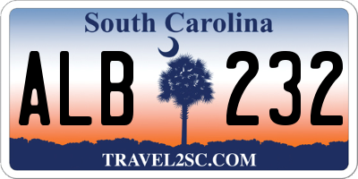SC license plate ALB232
