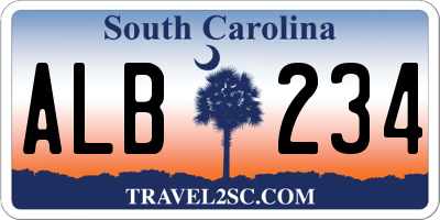 SC license plate ALB234
