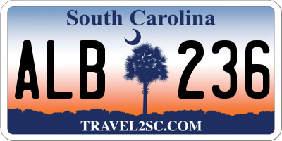 SC license plate ALB236