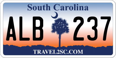 SC license plate ALB237