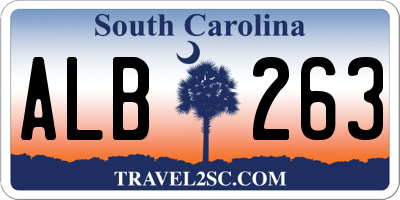 SC license plate ALB263