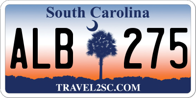 SC license plate ALB275