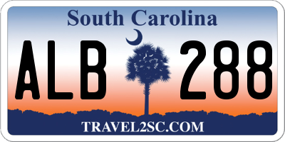 SC license plate ALB288