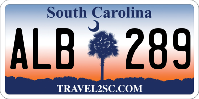 SC license plate ALB289