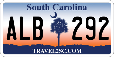 SC license plate ALB292
