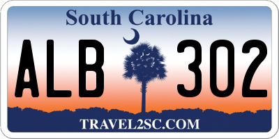 SC license plate ALB302