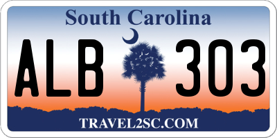 SC license plate ALB303