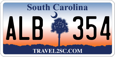 SC license plate ALB354