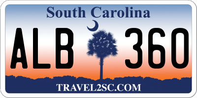 SC license plate ALB360