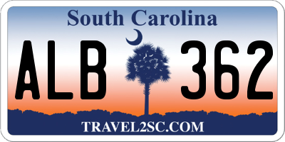 SC license plate ALB362