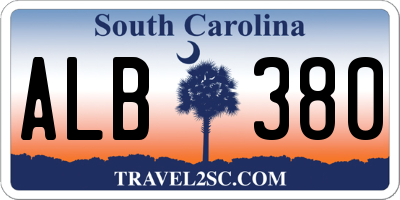 SC license plate ALB380