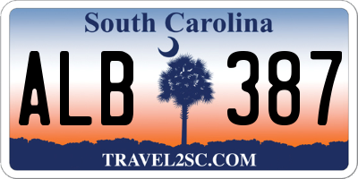 SC license plate ALB387