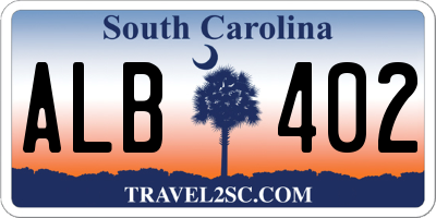 SC license plate ALB402