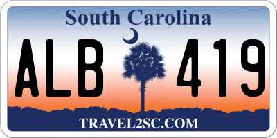 SC license plate ALB419