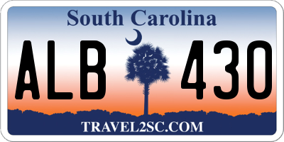 SC license plate ALB430