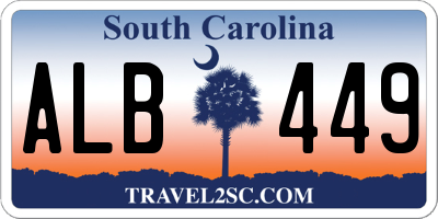 SC license plate ALB449