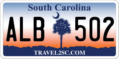 SC license plate ALB502