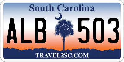 SC license plate ALB503